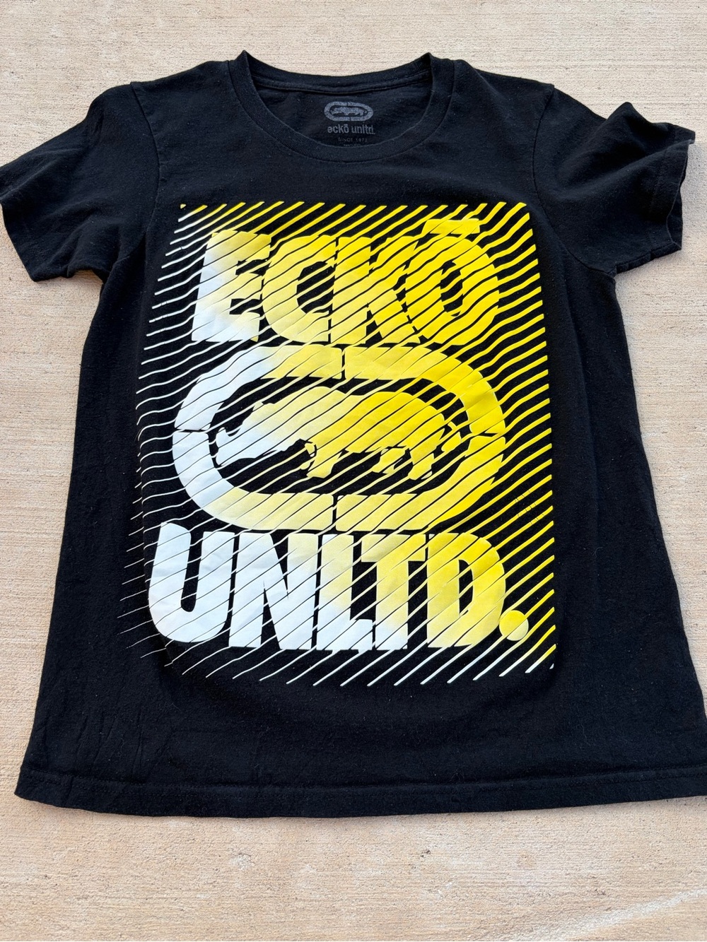 Ecko Unlimited Black Tee with Yellow & White Graphic